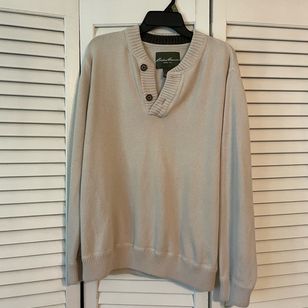 Eddie Bauer Tan Men’s Collar Pullover Sweatshirt